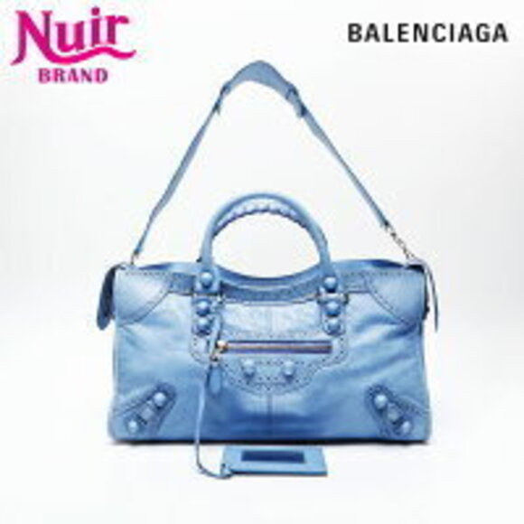 Balenciaga Handbags - Balenciaga City Leather Handbag Blue